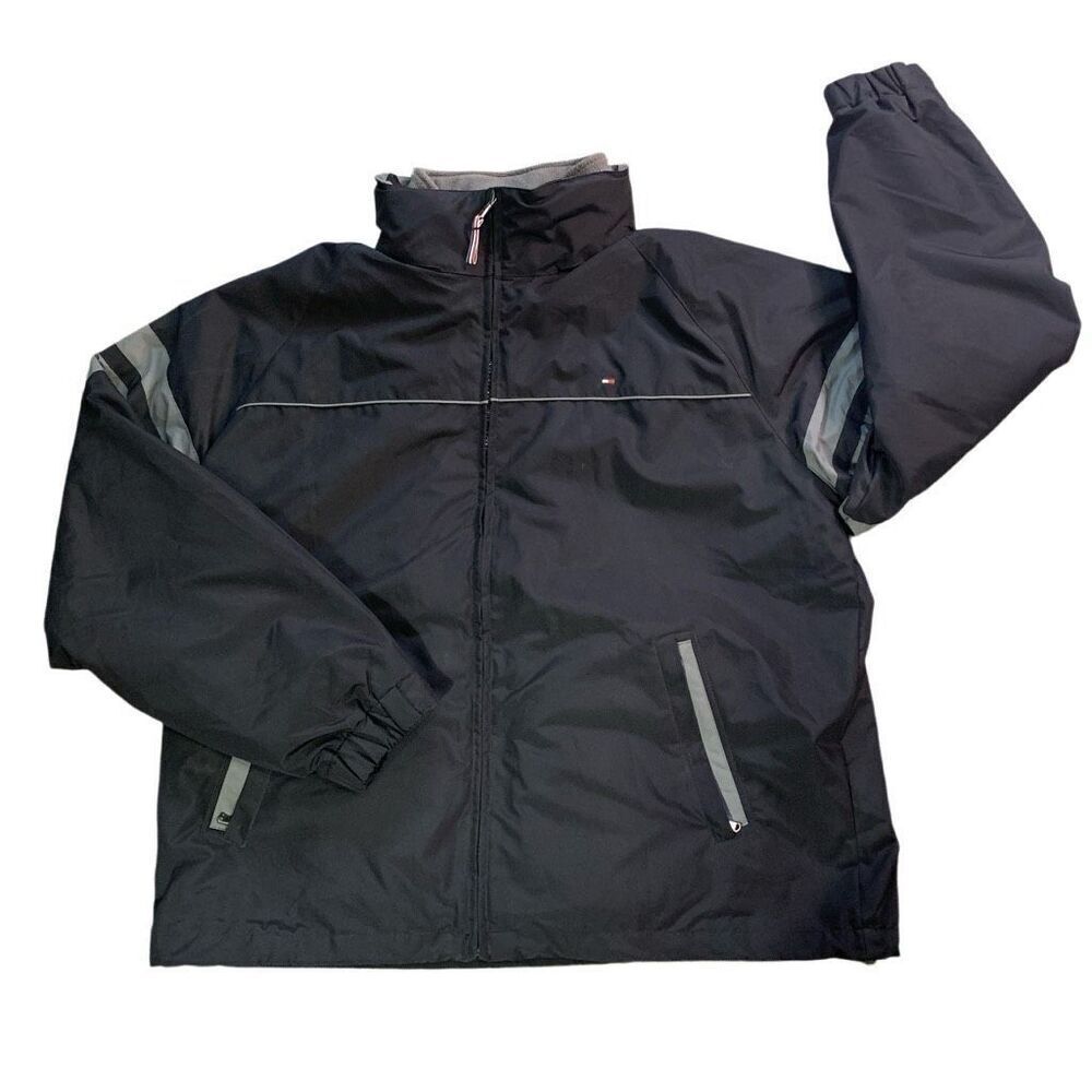 Tommy Hilfiger Mens Size XXL Zip Front Coat Blue Removable Fleece Lining Pockets